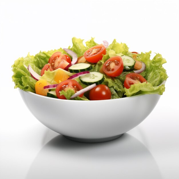 Photo un bol de salade avec des tomates et des concombres