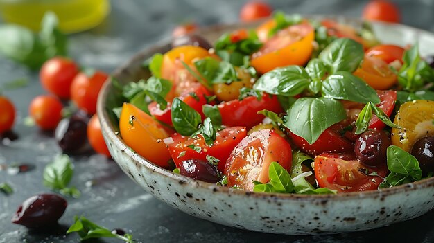 Photo un bol de salade végétarienne sain