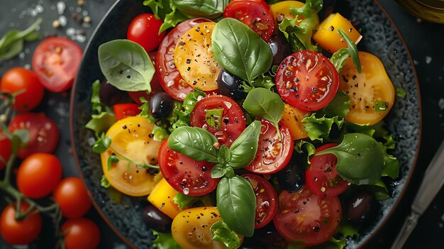 Photo un bol de salade végétarienne sain