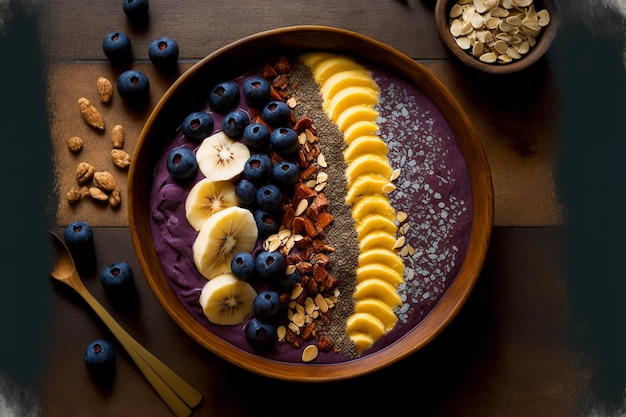 bol de smoothie acai avec divers fruits