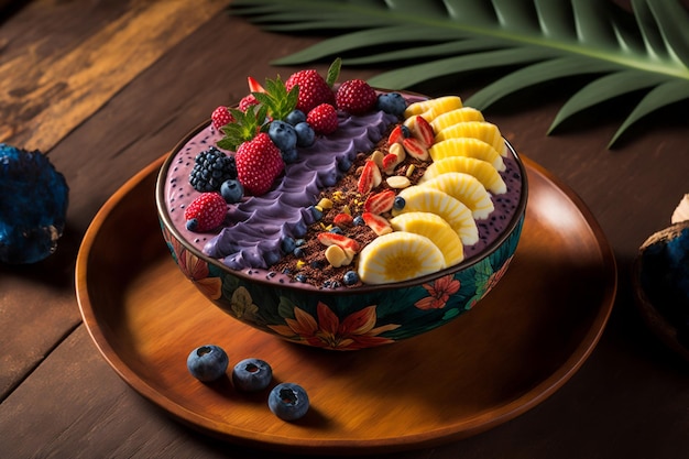 bol de smoothie acai avec divers fruits