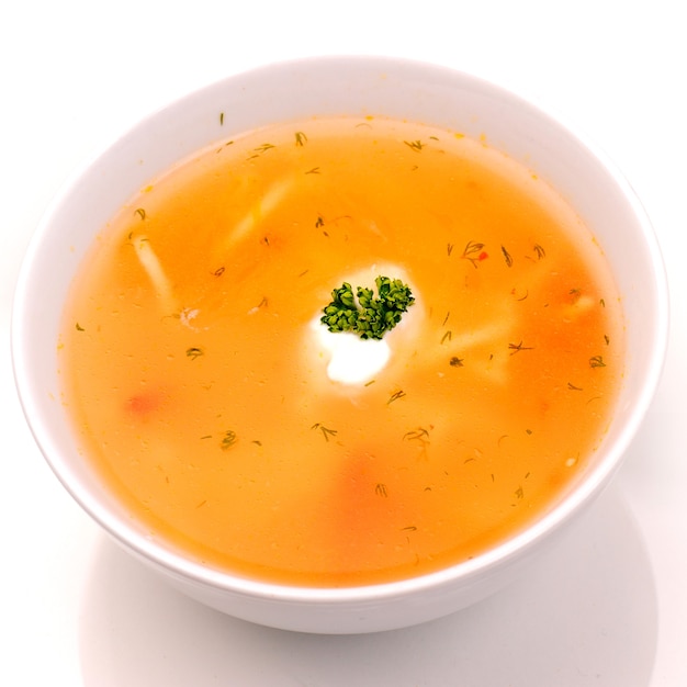 Bol de soupe aux légumes.