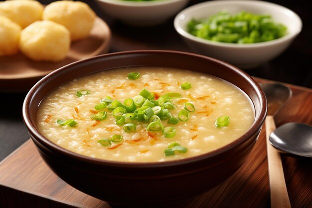 Photo un bol de soupe avec un bol de soup sur la table