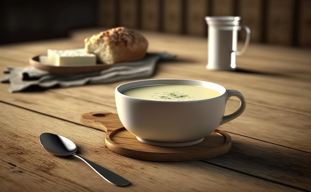 un bol de soupe à la crème. ai généré.