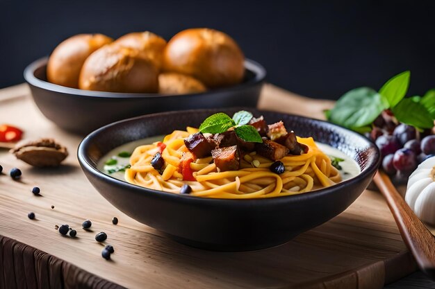 Un bol de spaghettis à la viande et au fromage