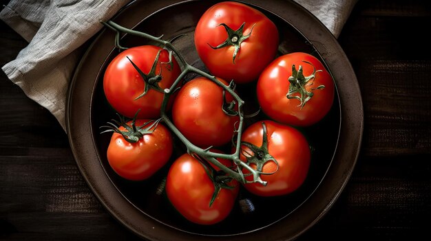 Un bol de tomates avec le mot " sur le dessus "