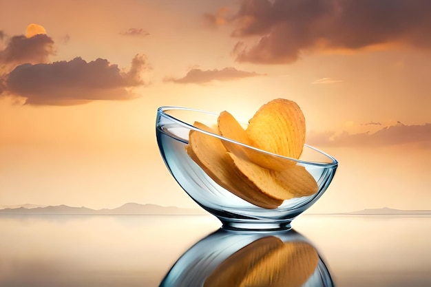 Photo un bol en verre d'amandes et une tranche de citron