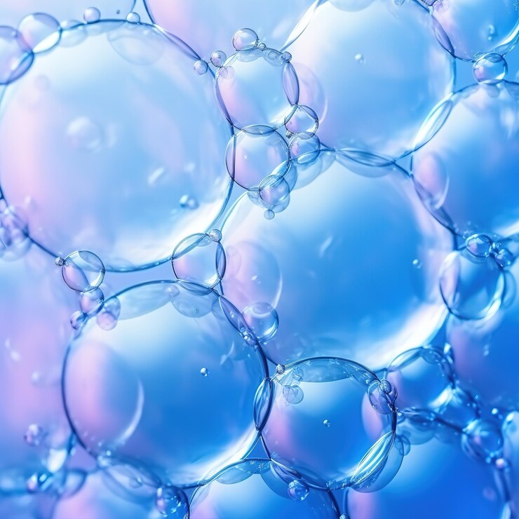 Photo un bol de verre bleu avec des bulles dedans
