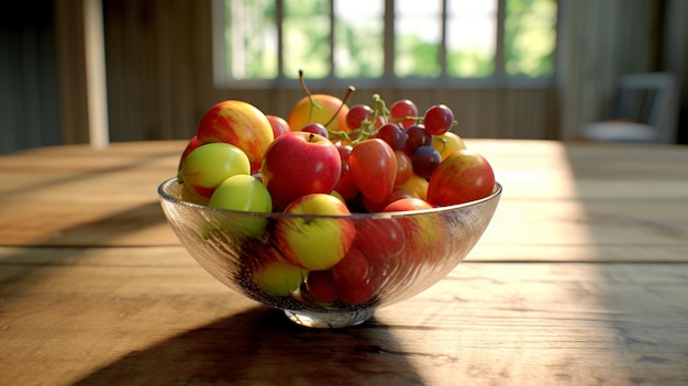 Bol en verre de fruits juteux