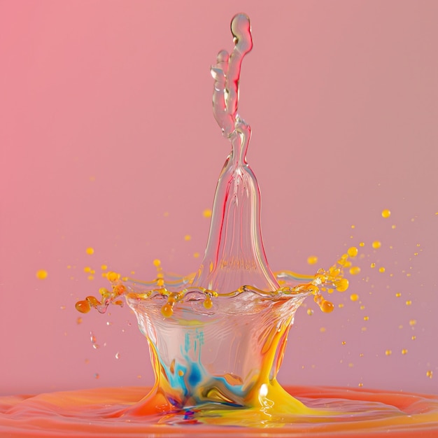 Photo un bol en verre avec un liquide bleu et jaune dedans