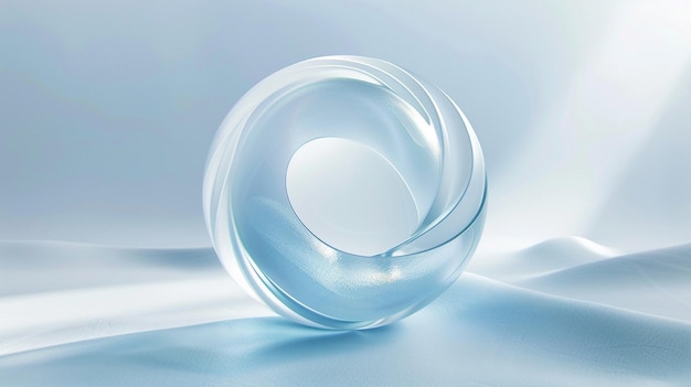 Photo un bol en verre avec un trou qui est au milieu d'un fond bleu