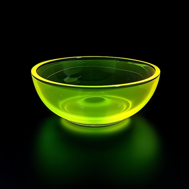 un bol de verre vert avec un liquide vert à l'intérieur