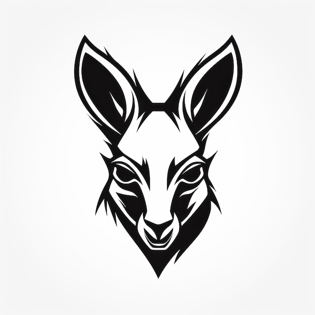 Bold Graphic Design Kangaroo Head Web Icon Logo en noir et blanc