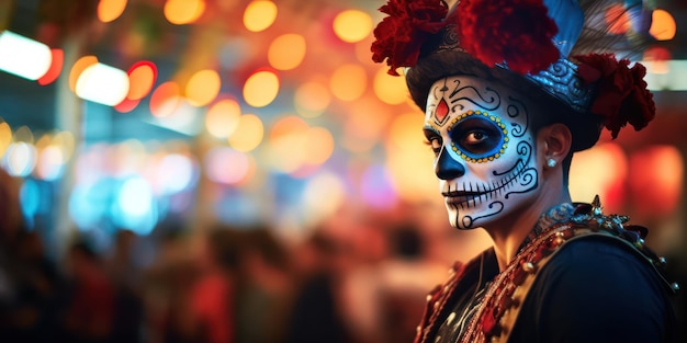 Bold Male in Sugar Skull Makeup jour du concept mort