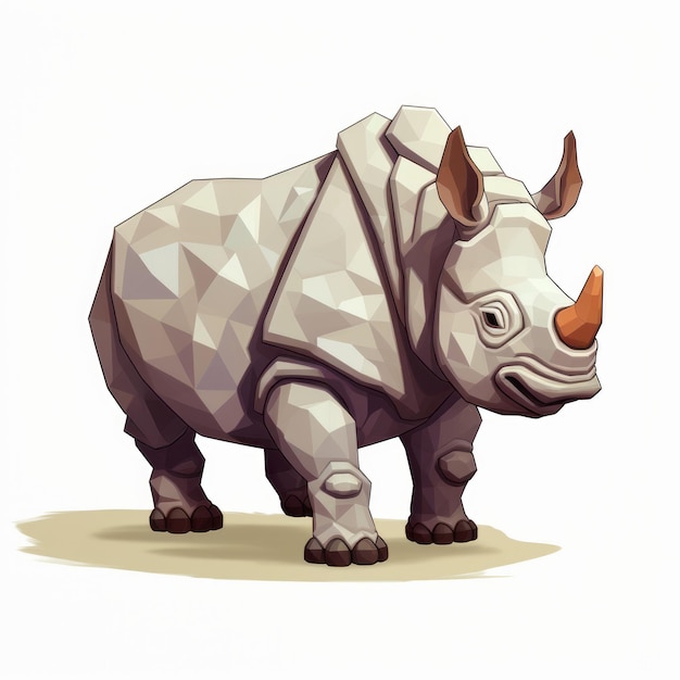 Bold Rhino In Polygon Design Manga inspiré par le pixel art de Minecraft