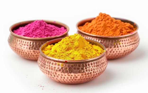 Des bols de cuivre de poudre Holi fête indienne