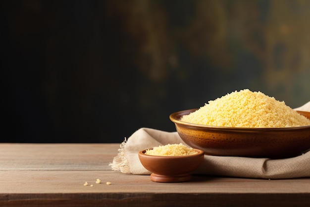 Photo bols de farofa et serviette en lin sur l'espace de copie de table cuisine brésilienne traditionnelle générée par l'ia