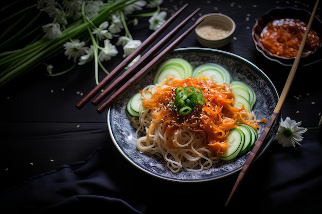 Des bols de nouilles Daikon en spirale recette végétalienne