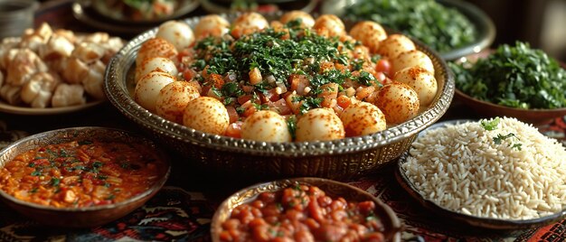 Photo des bols de nourriture sur une table avec du riz