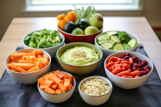 Bols de repas sains préparés pour maman qui allaite