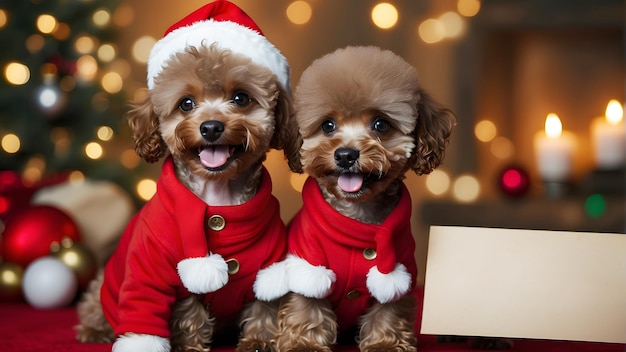 bon chien bon caniche mock-up de logo de texte de décembre mock up de Noël