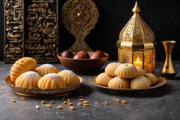 Des bonbons arabes traditionnels de Semolina Maamoul pour l'Aïd