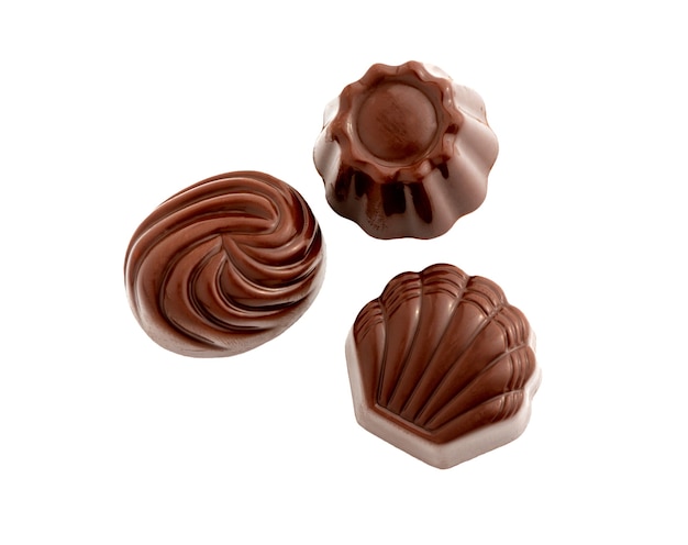 Bonbons au chocolat bonbons isolés sur fond blanc