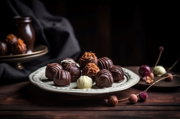 Bonbons au chocolat dessert Nourriture au cacao Générer Ai