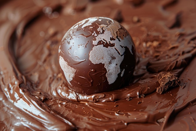 Bonbons au chocolat en forme de planète Terre Concept de la Journée mondiale du chocolat Place pour le texte