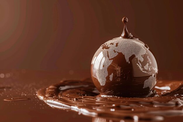 Bonbons au chocolat en forme de planète Terre Concept de la Journée mondiale du chocolat Place pour le texte