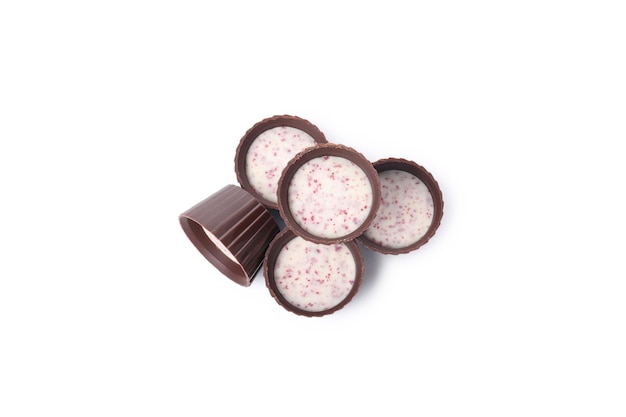 Bonbons Au Chocolat Sucré Isolé Sur Fond Blanc