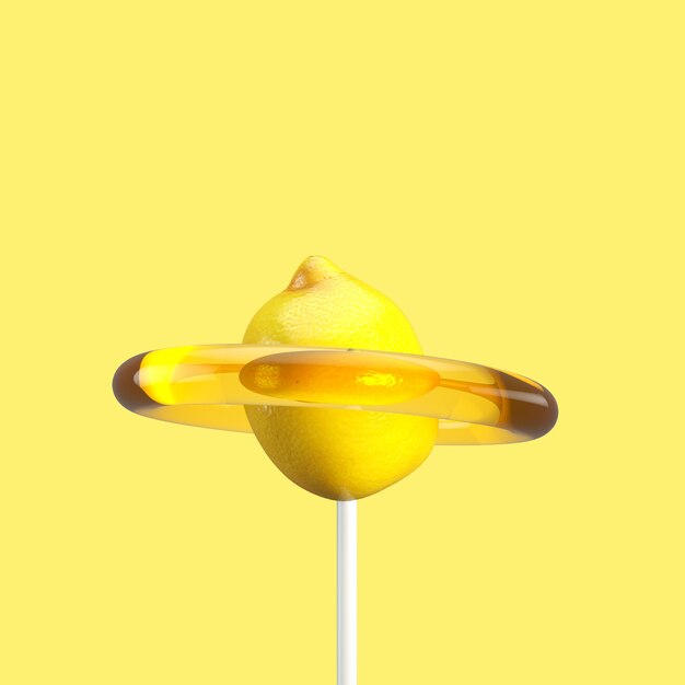 Bonbons au citron. Idée minimale de fruits. Rendu 3D.