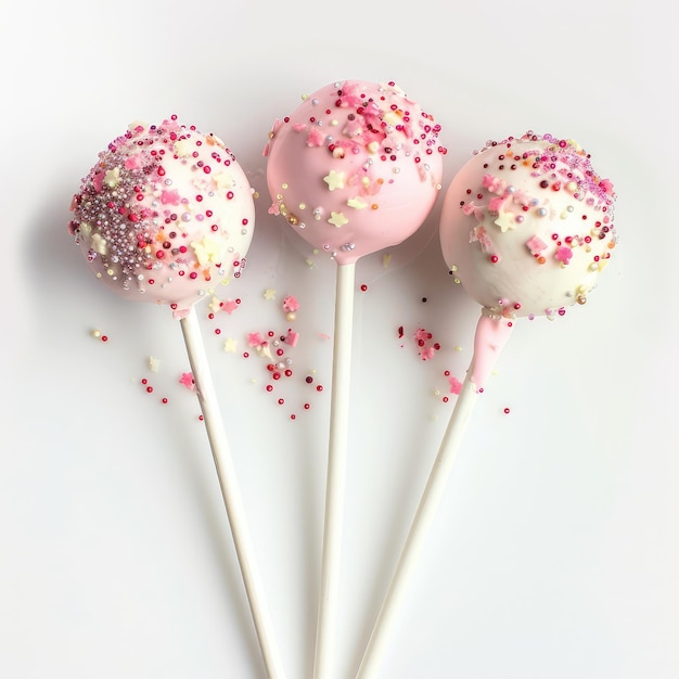 Photo des bonbons sur un bâton, des gâteaux, un dessert à la sucette.