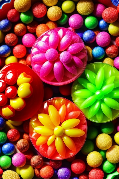 Photo bonbons colorés jelly beans bonbons arc-en-ciel collations délicieuses collations fond d'écran
