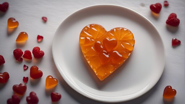 Des bonbons en forme de cœur sur une assiette blanche Concept de la Saint-Valentin