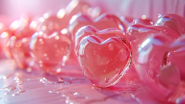 Photo des bonbons en forme de cœur sur un fond rose sur fond de la saint-valentin