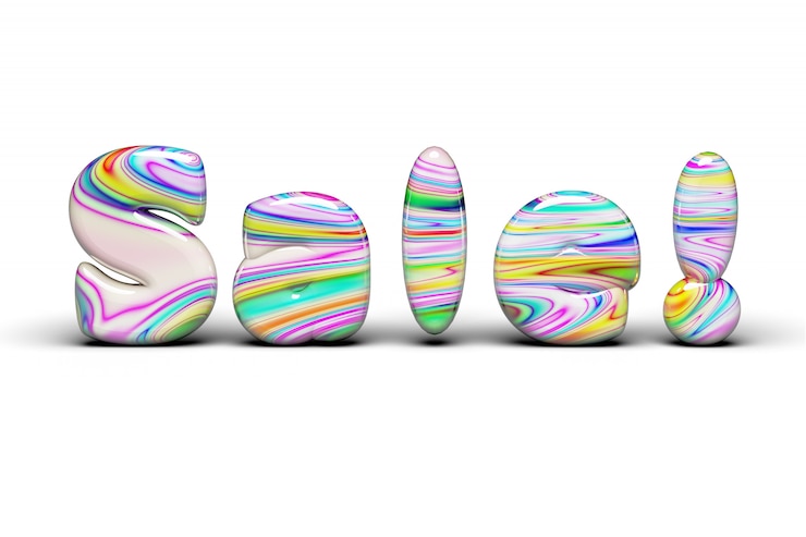 Photo bonbons multicolores vente discount mot sur blanc isolé