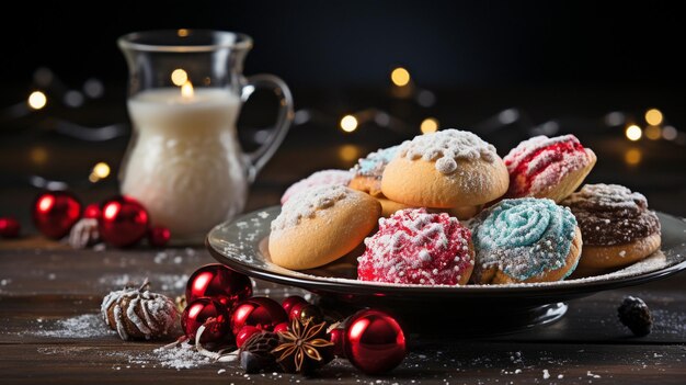 Bonbons de Noël américains sur fond noir cuisine coutumière Idée de vacances d'hiver