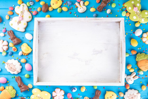 Photo des bonbons de pâques à l'arrière-plan