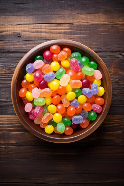 Photo bonbons ronds multicolores en glaçage coloré en grandes quantités dans une assiette