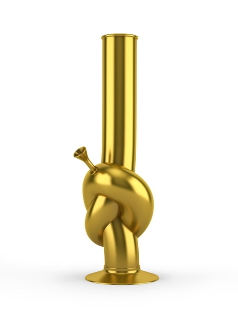 Bong de noeud d'or isolé sur fond blanc