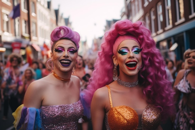 Bonheur au défilé de la fierté LGBTQ à Amsterdam Célébration de la fierté d'Amsterdam