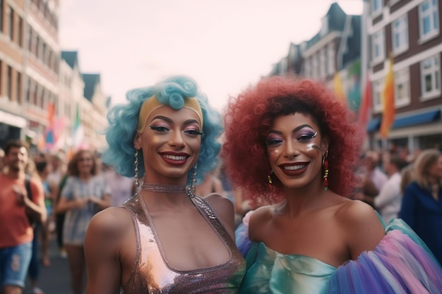 Bonheur au défilé de la fierté LGBTQ à Amsterdam Célébration de la fierté d'Amsterdam