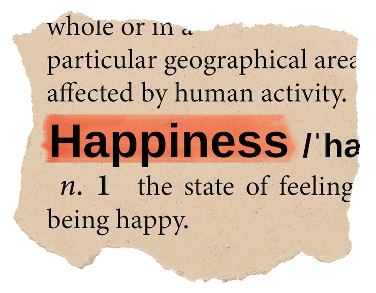 Photo le bonheur dictionnaire png autocollant de mots éphémère typographie fond transparent