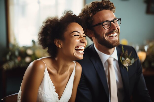 Le bonheur éternel captivant Un couple souriant se marie