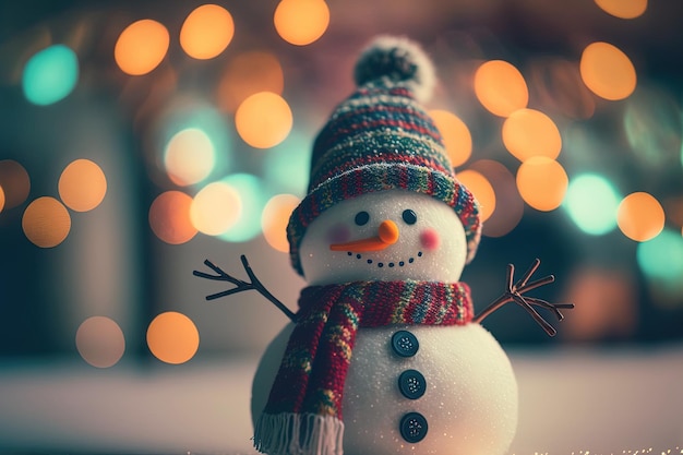 Bonhomme de neige arborant une idée d'ornement de vacances noël et nouvel an