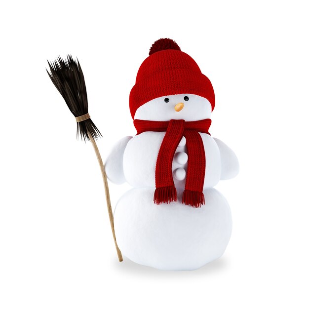 Photo bonhomme de neige avec un balai isolé