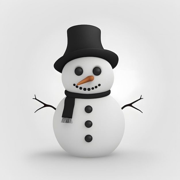 Un bonhomme de neige avec un chapeau haut de forme noir et un chapeau haut de forme noir.