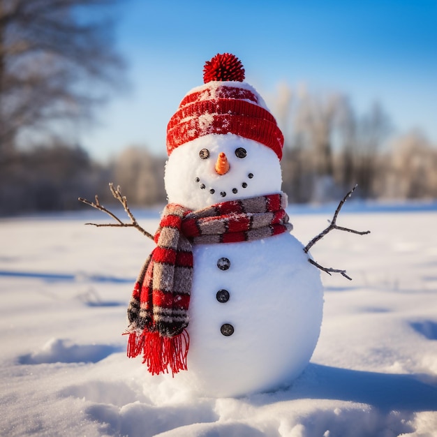 Le bonhomme de neige dans la forêt