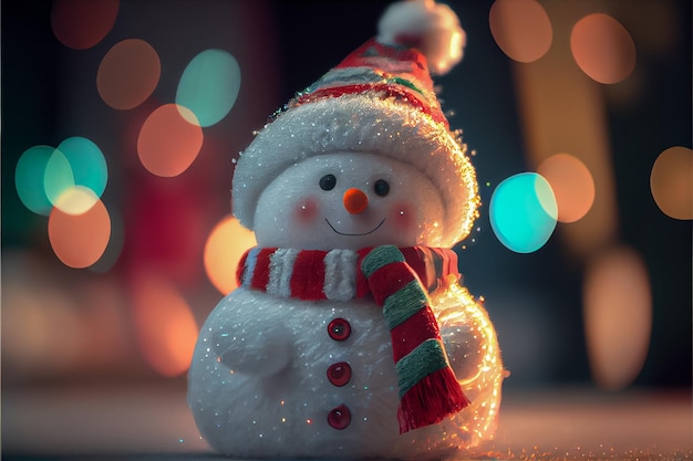 Le bonhomme de neige décore le rendu joyeux Noël du festival 3D